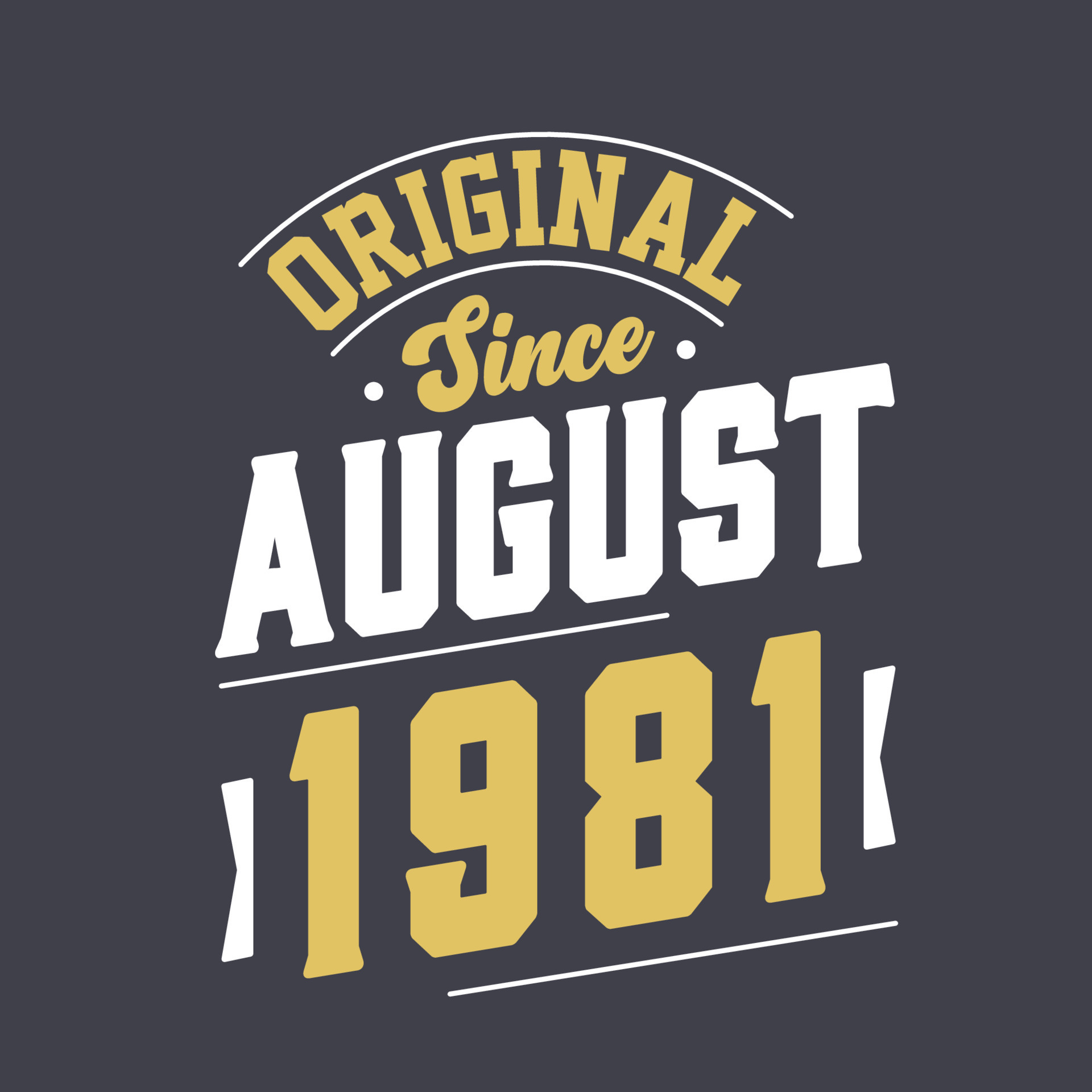 Original Since August 1981 Born in August 1981 Retro Vintage Birthday