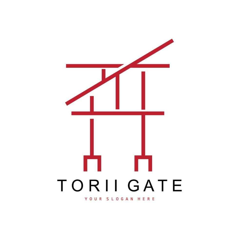 logotipo de puerta torii, diseño de edificio japonés, vector de icono de china, icono de plantilla de ilustración