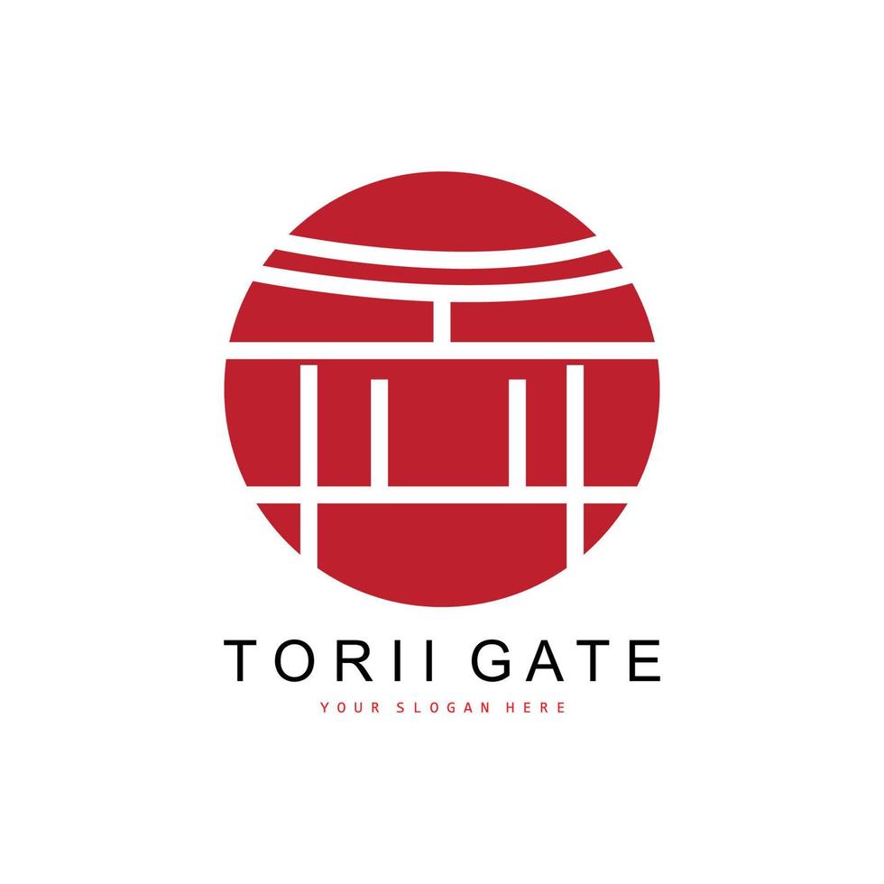 logotipo de puerta torii, diseño de edificio japonés, vector de icono de china, icono de plantilla de ilustración