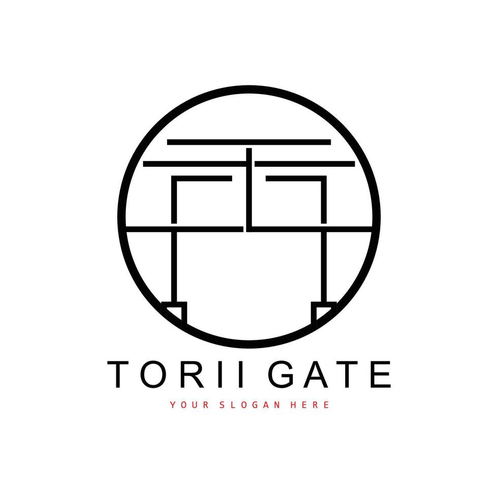 logotipo de puerta torii, diseño de edificio japonés, vector de icono de china, icono de plantilla de ilustración