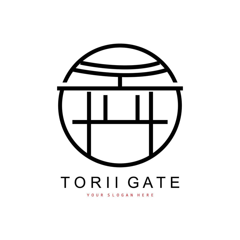 logotipo de puerta torii, diseño de edificio japonés, vector de icono de china, icono de plantilla de ilustración