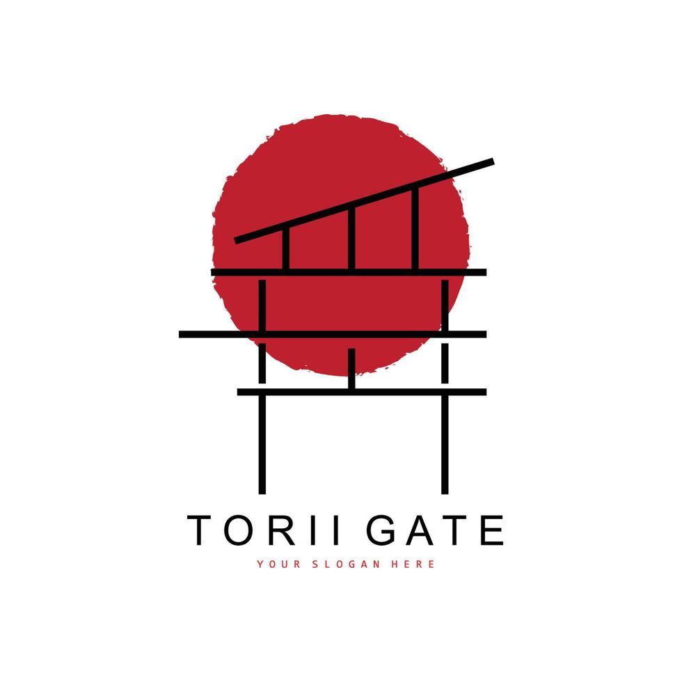 logotipo de puerta torii, diseño de edificio japonés, vector de icono de china, icono de plantilla de ilustración