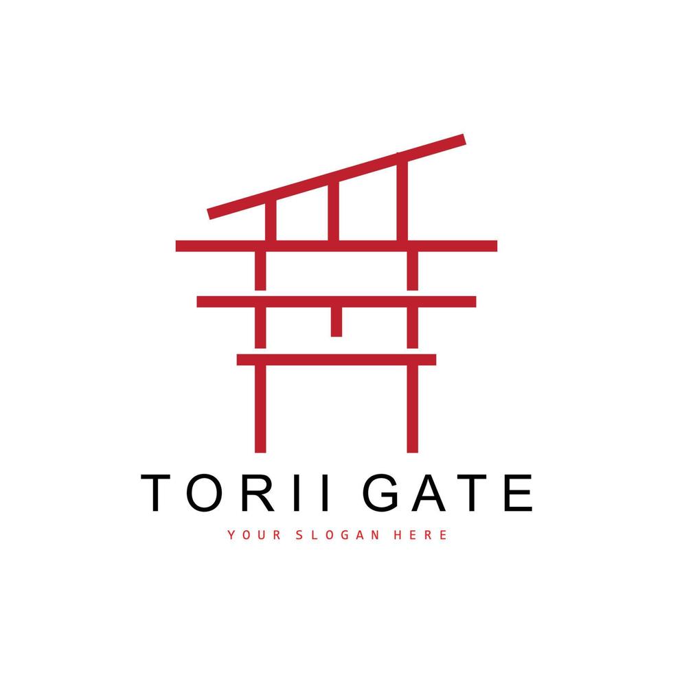 logotipo de puerta torii, diseño de edificio japonés, vector de icono de china, icono de plantilla de ilustración