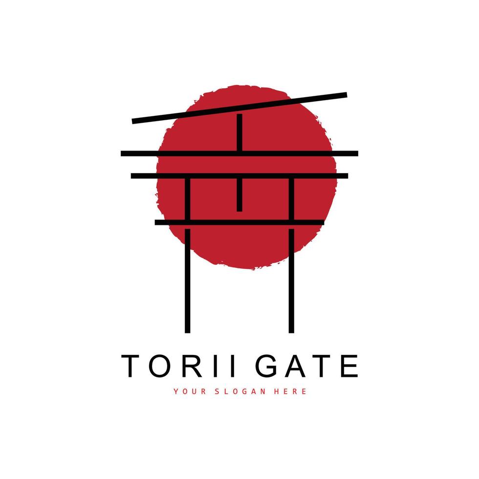 logotipo de puerta torii, diseño de edificio japonés, vector de icono de china, icono de plantilla de ilustración