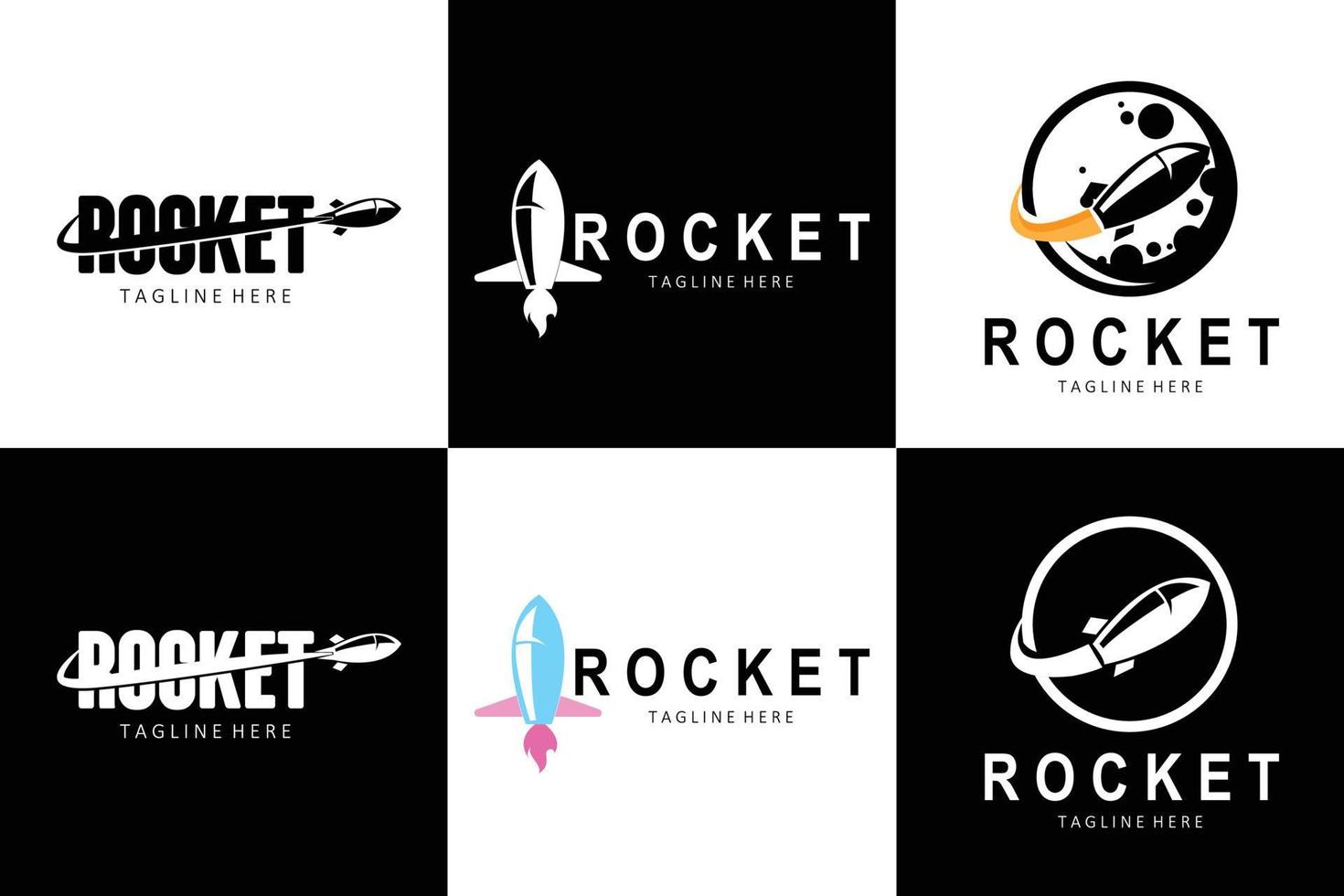 diseño de logotipo de cohete, vehículo de exploración espacial vector