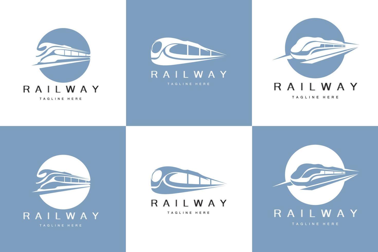 diseño del logo del tren. vector de vía de tren rápido, ilustración de vehículo de transporte rápido, transporte terrestre de empresa ferroviaria de locomotora de diseño y entrega rápida