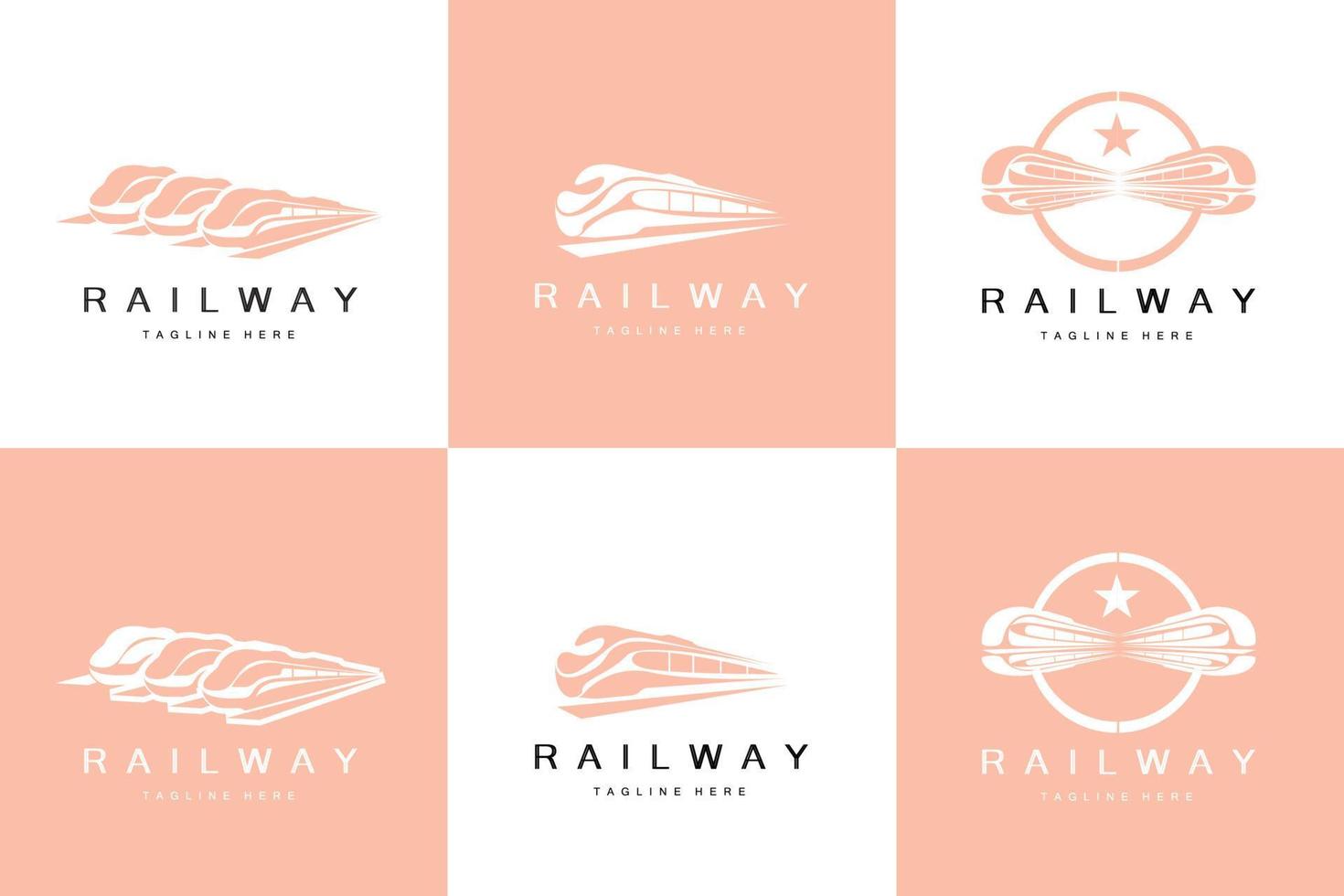 Train Logo Design. Fast Train Track Vector, Fast Transport Vehicle Illustration, Design Fit Locomotive Railroad Company Land Transportation And Fast Delivery vector