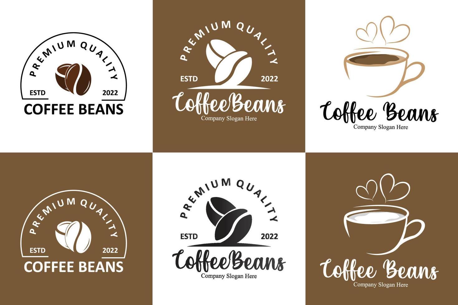 coffee bean drink logo design in brown color vector illustration