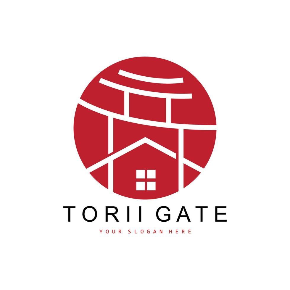 Torii Gate Logo, Japanese Building Design, China Icon Vector, Illustration Template icon vector