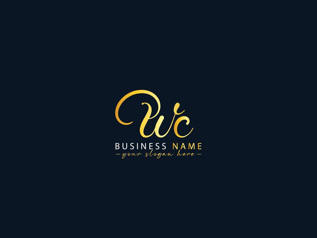 Luxury Wc Logo Icon, Calligraphy W cSignature Logo Letter Vector