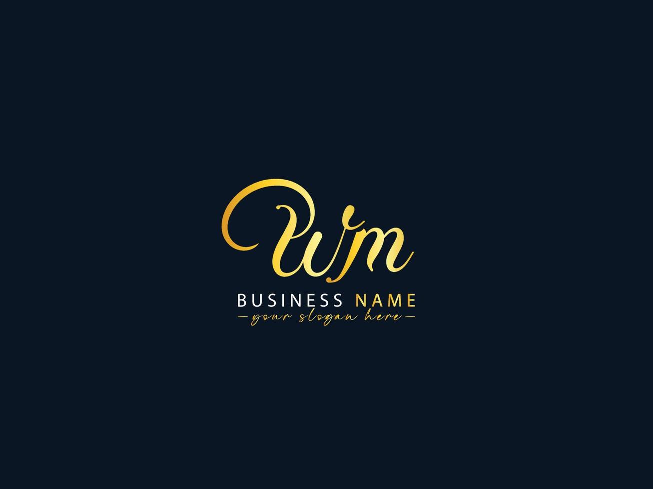 Luxury Wm Logo Icon, Calligraphy Wm Signature Logo Letter Vector