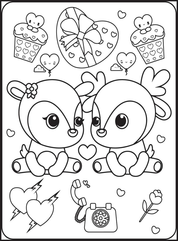 dibujos para colorear del dia de san valentin para niños 16924996 Vector en  Vecteezy