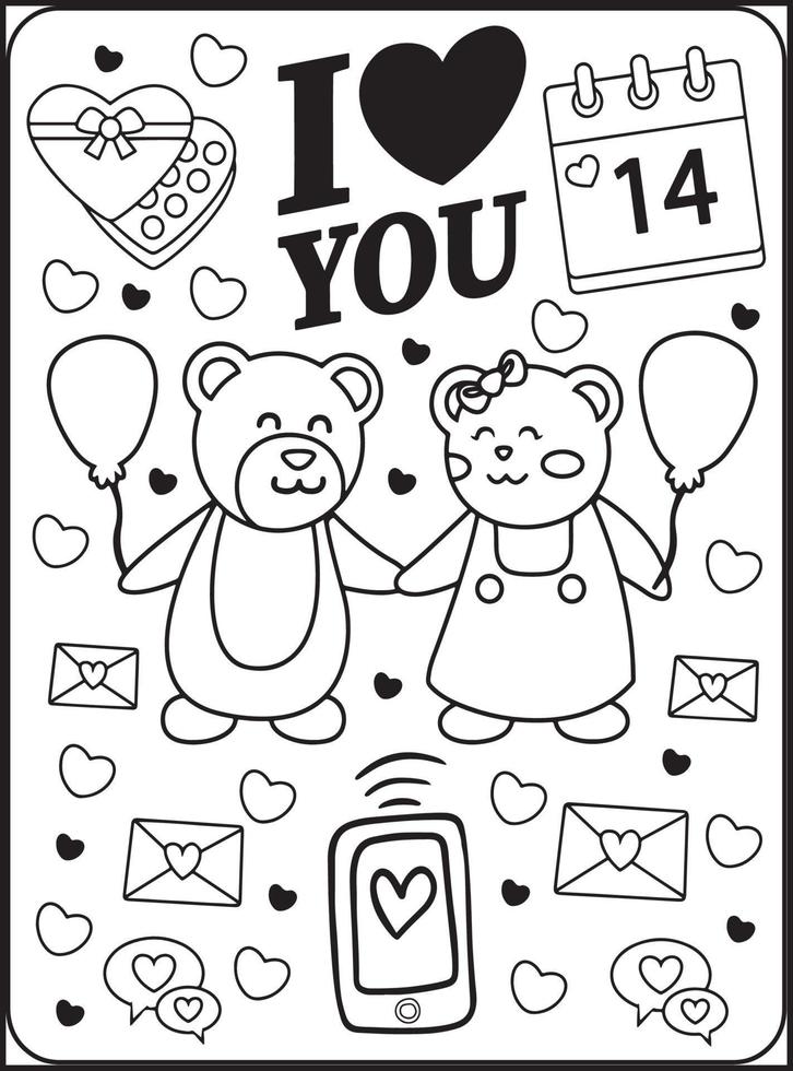 dibujos para colorear del dia de san valentin para niños 16924997 Vector en  Vecteezy