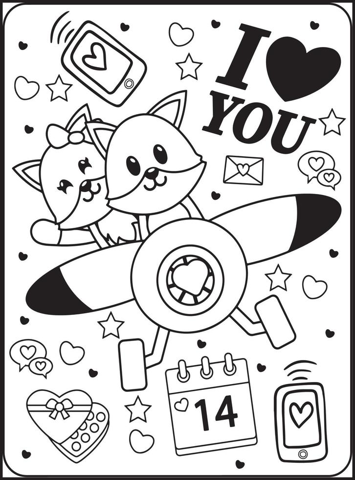 Valentine's Day Coloring Pages for Kids vector