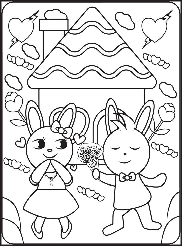 dibujos para colorear del dia de san valentin para niños vector