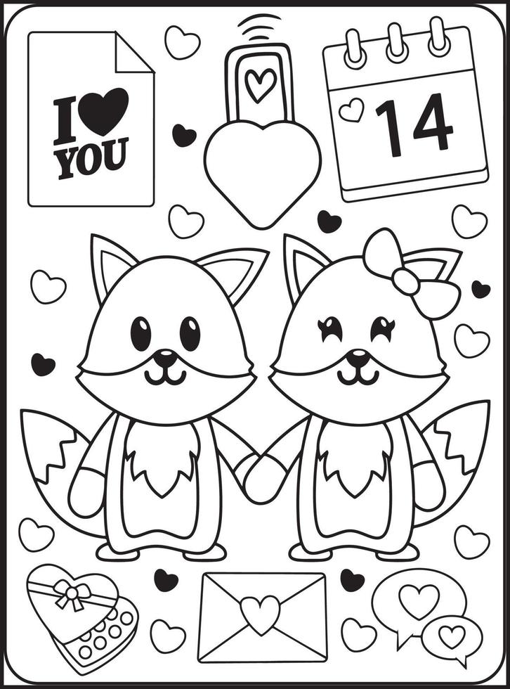 Valentine's Day Coloring Pages for Kids vector