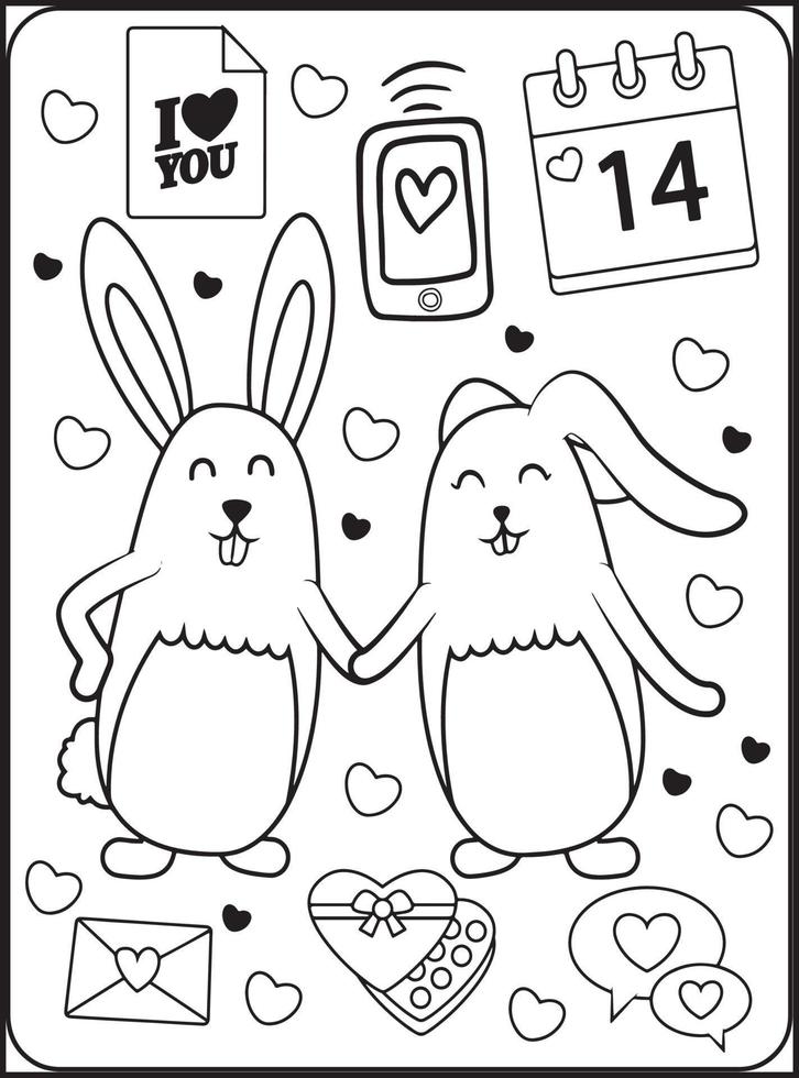 Valentine's Day Coloring Pages for Kids 16925014 Vector Art at Vecteezy