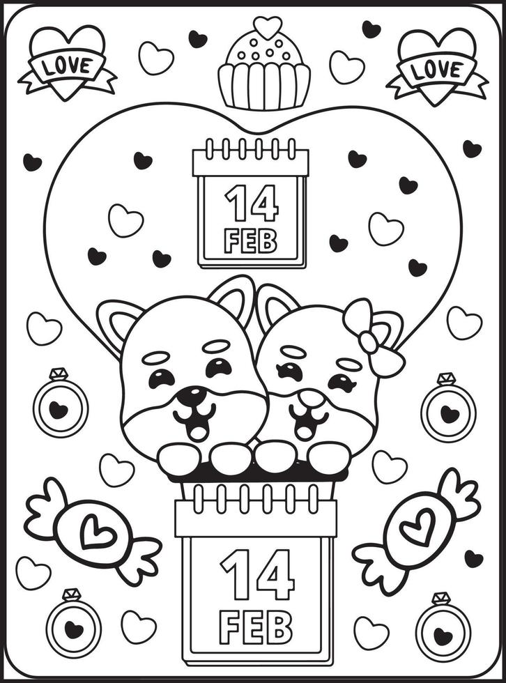 Valentine's Day Coloring Pages for Kids vector