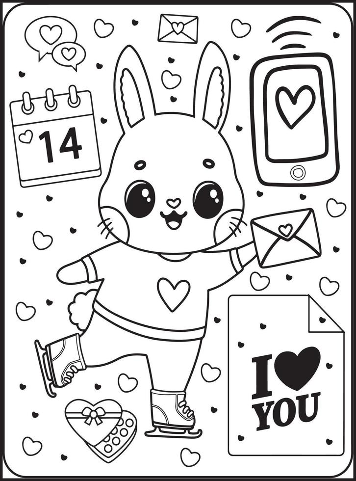 dibujos para colorear del dia de san valentin para niños 16925024 Vector en  Vecteezy