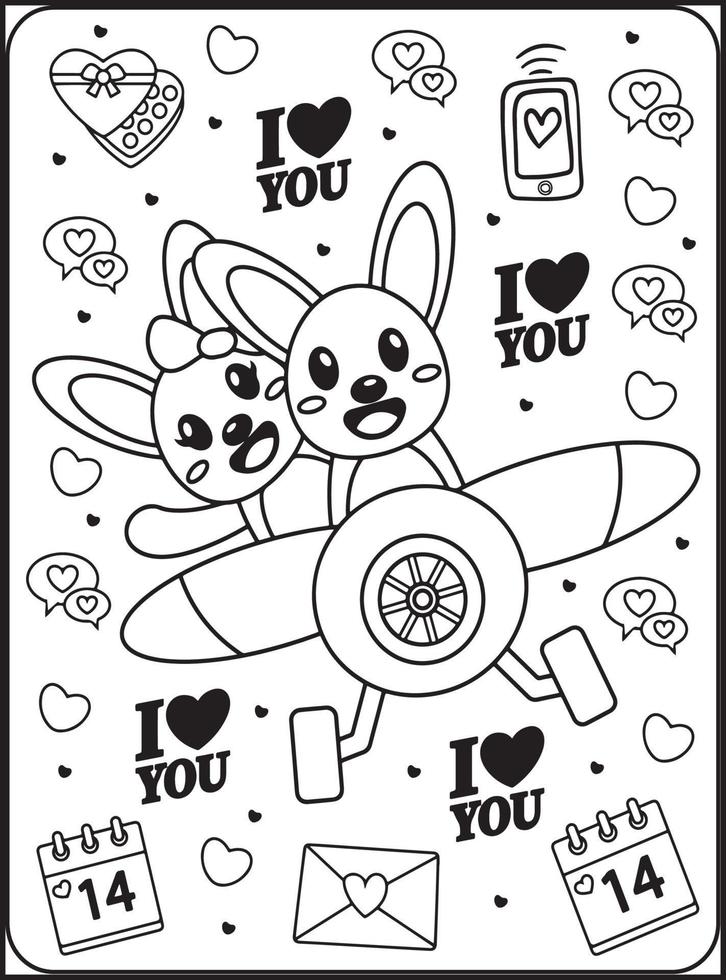Valentine's Day Coloring Pages for Kids 16925026 Vector Art at Vecteezy