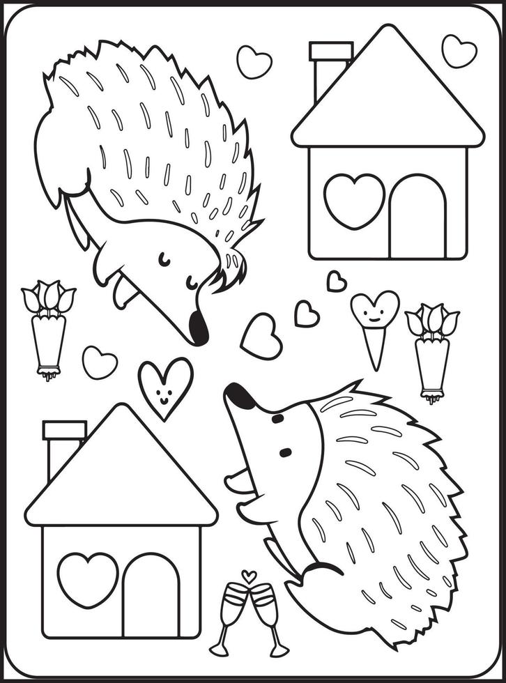 dibujos para colorear del dia de san valentin para niños vector