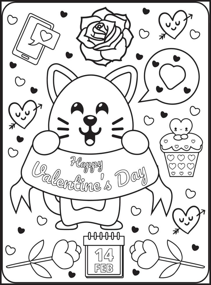 Valentine's Day Coloring Pages for Kids vector