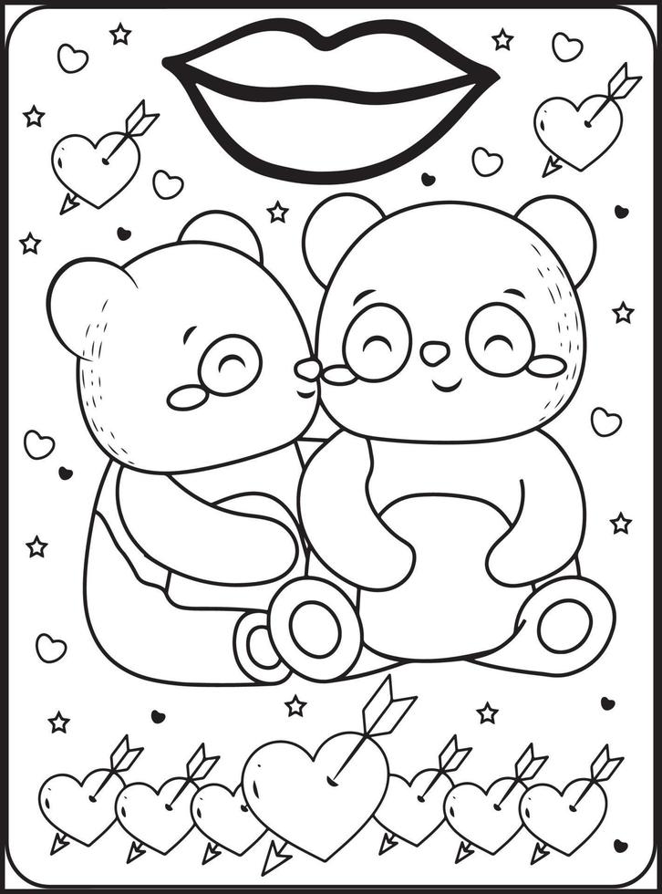 dibujos para colorear del dia de san valentin para niños vector