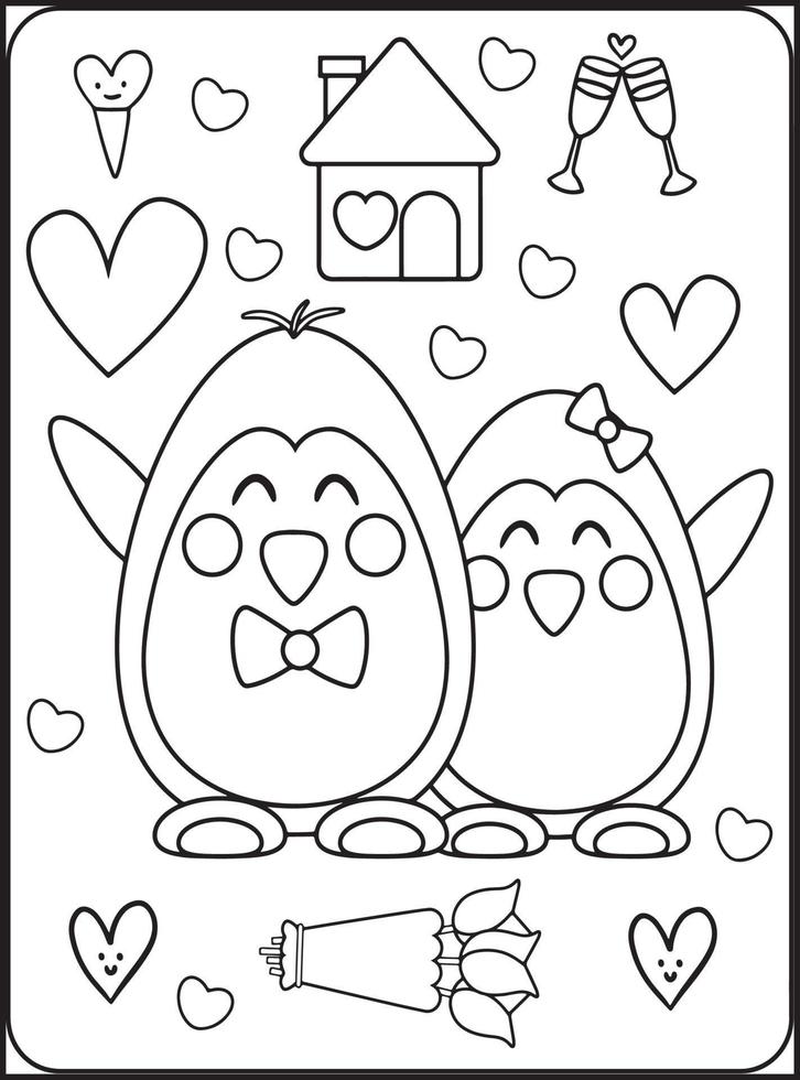 dibujos para colorear del dia de san valentin para niños vector