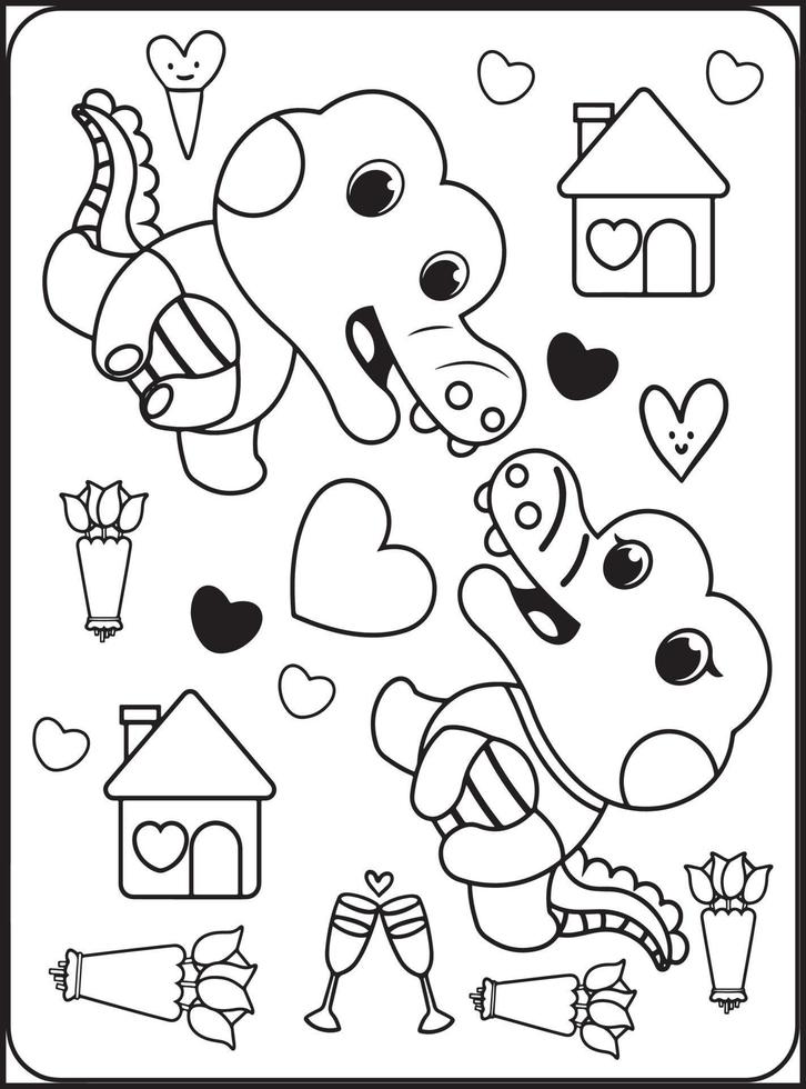 dibujos para colorear del dia de san valentin para niños vector