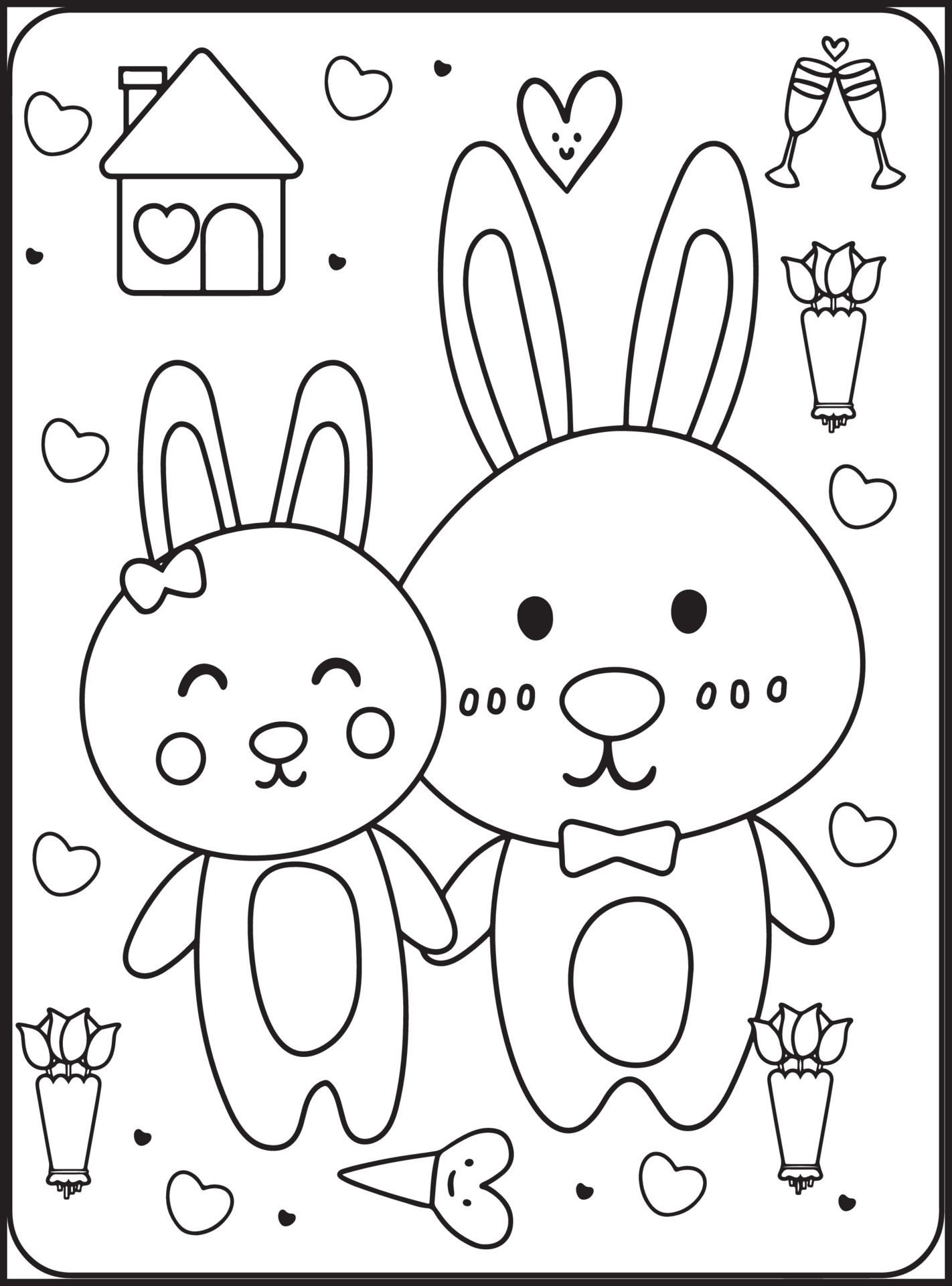 Valentine's Day Coloring Pages for Kids 16925043 Vector Art at Vecteezy