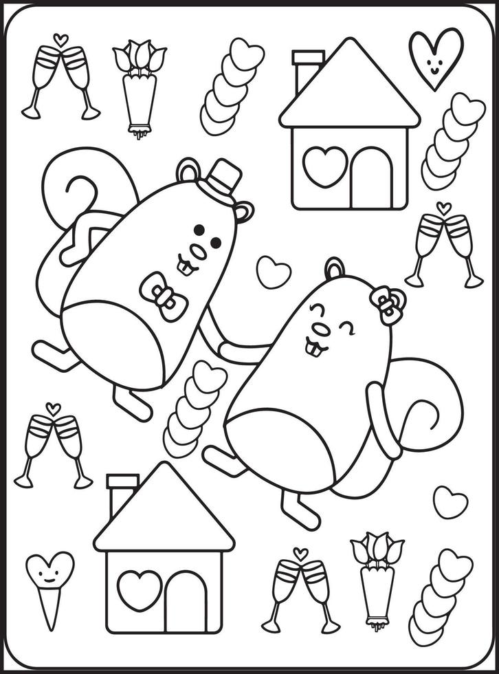 dibujos para colorear del dia de san valentin para niños vector