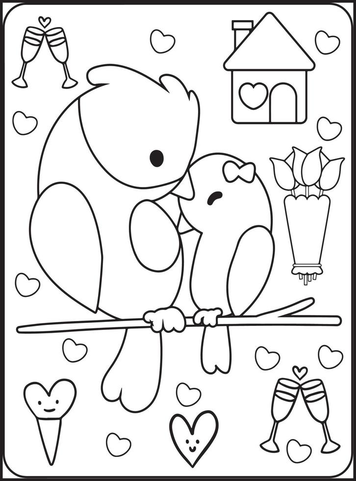 dibujos para colorear del dia de san valentin para niños vector