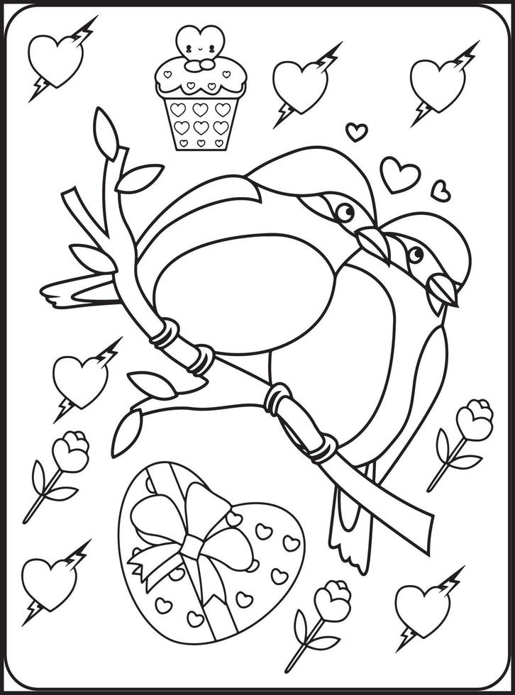 dibujos para colorear del dia de san valentin para niños vector