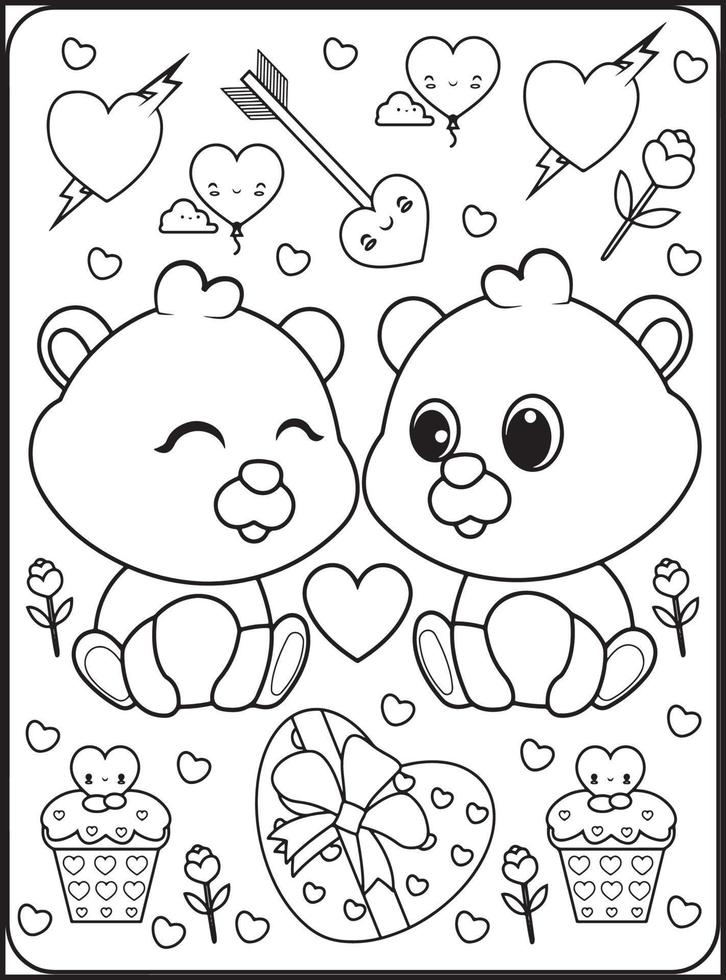 dibujos para colorear del dia de san valentin para niños 16925058 Vector en  Vecteezy