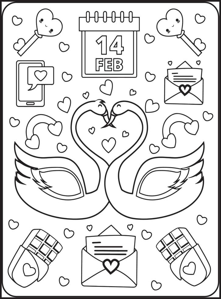 dibujos para colorear del dia de san valentin para niños vector