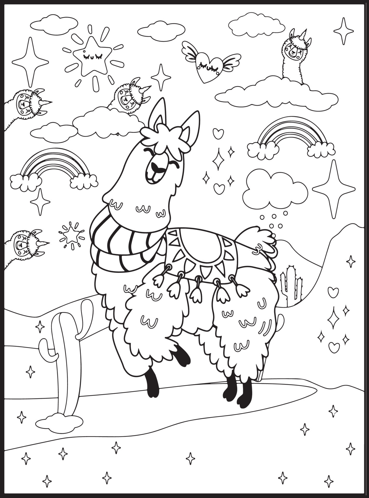 Llama Coloring Pages for Kids 16925071 Vector Art at Vecteezy