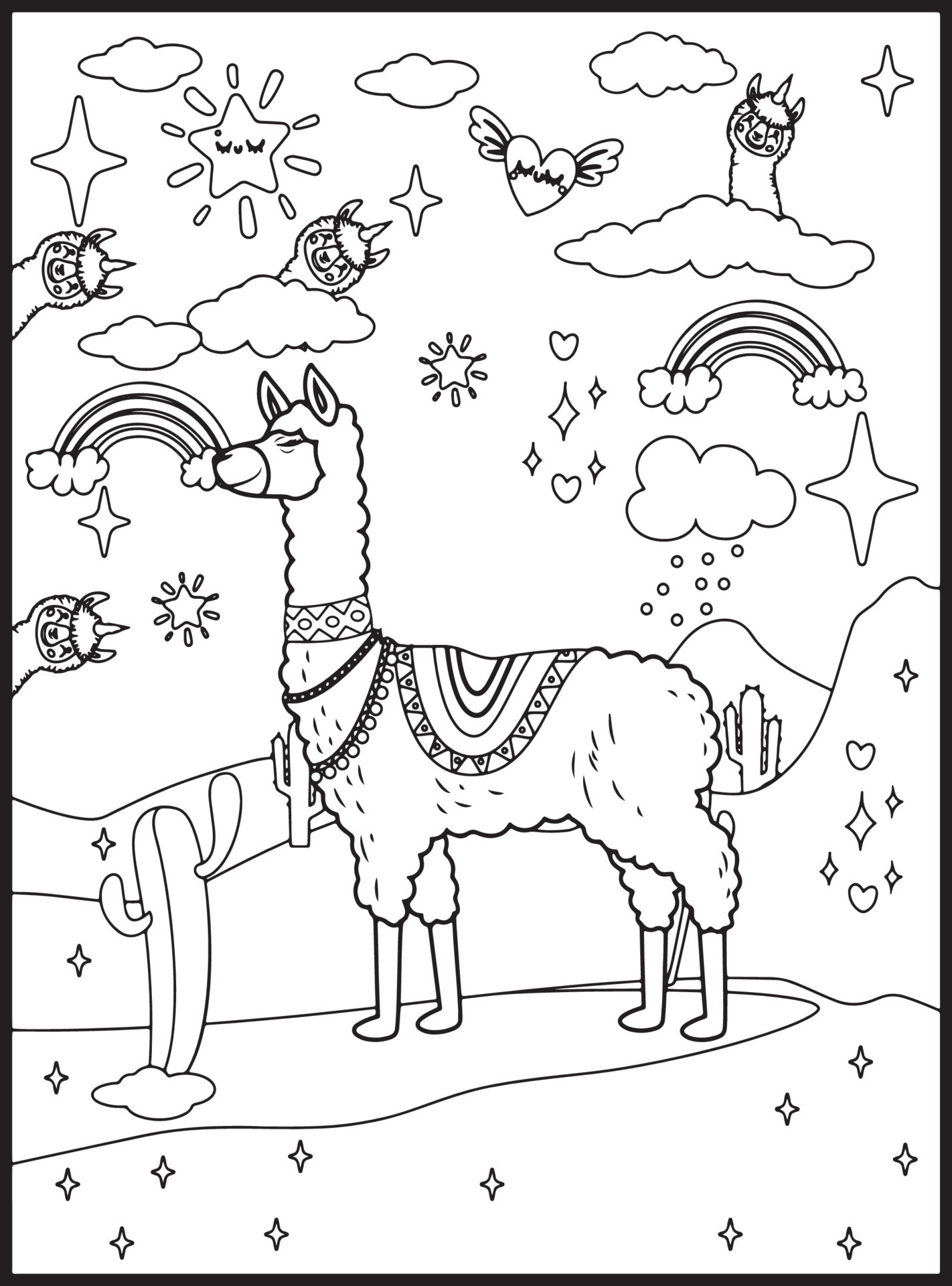 Llama Coloring Pages for Kids 16925072 Vector Art at Vecteezy