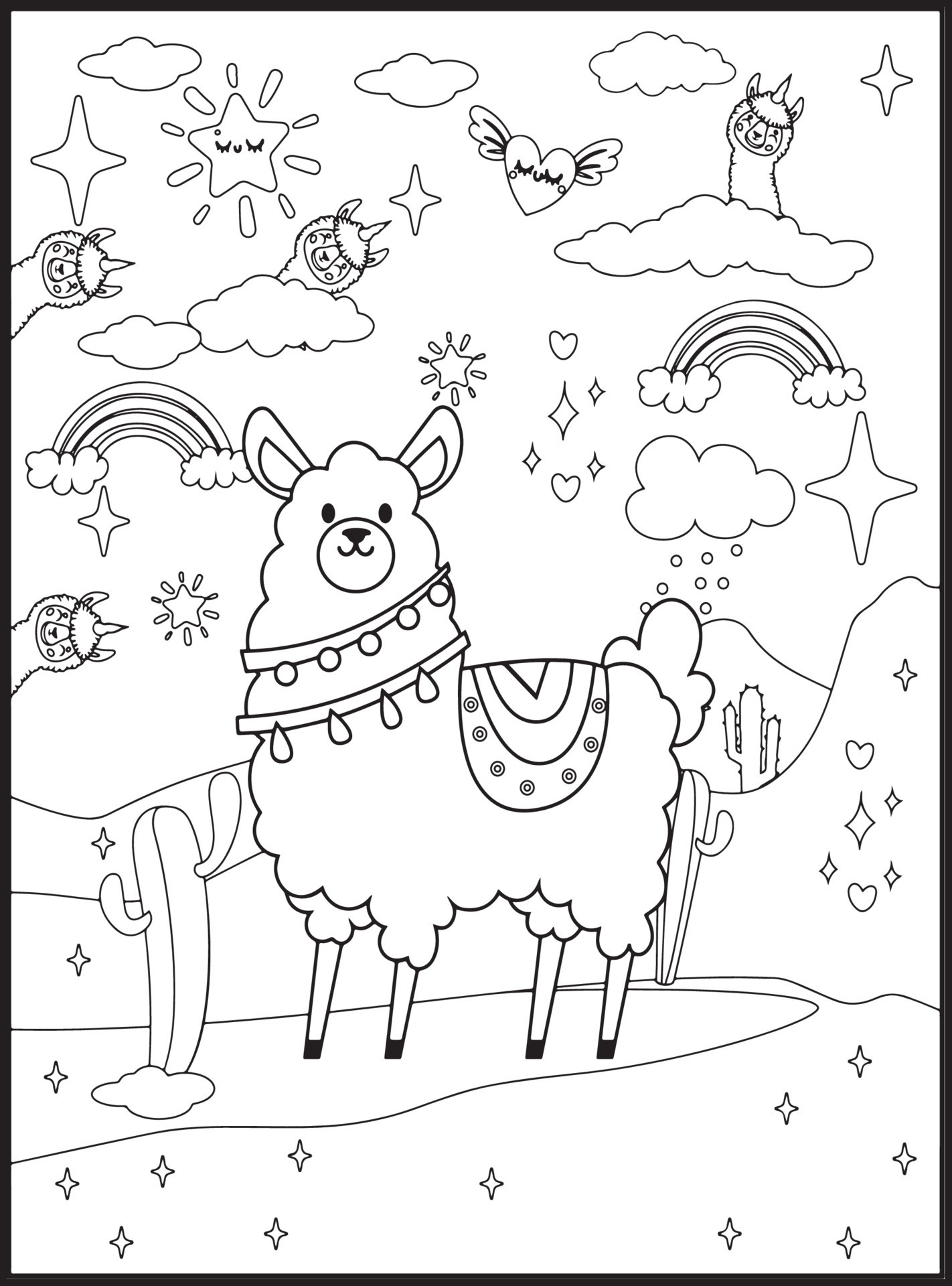 Llama Coloring Pages for Kids 16925081 Vector Art at Vecteezy