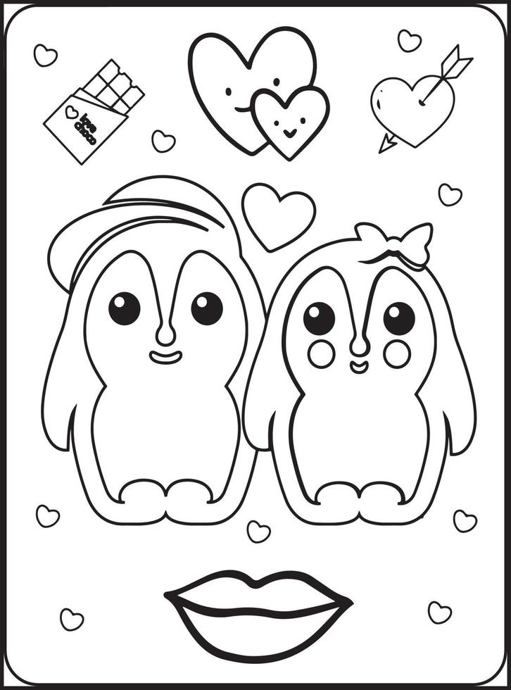 dibujos para colorear del dia de san valentin para niños vector