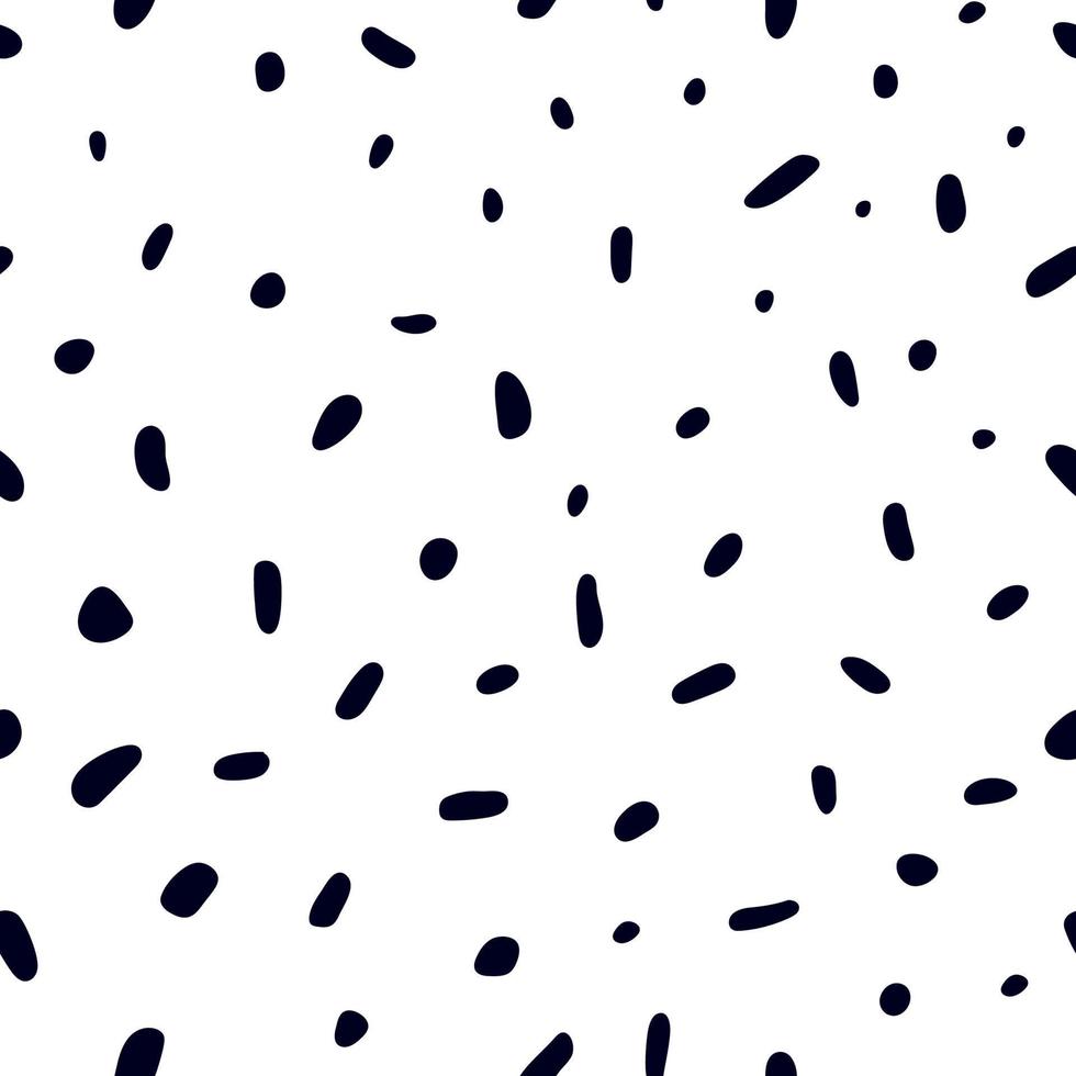 patrón sin costuras de manchas dálmatas o de vaca. texturas naturales. puntos aleatorios dibujados a mano. vector