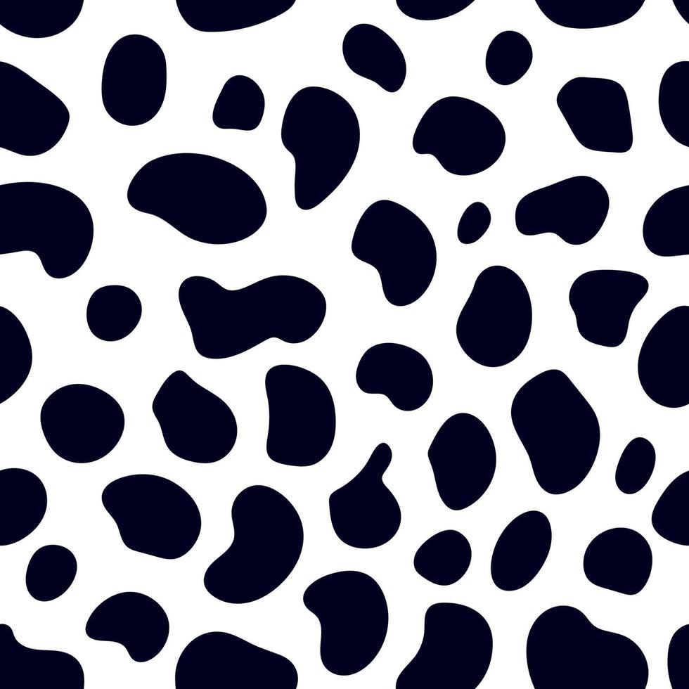 conjunto de patrón animal para diseño textil. patrón sin costuras de manchas dálmatas o de vaca. texturas naturales. puntos aleatorios dibujados a mano. vector