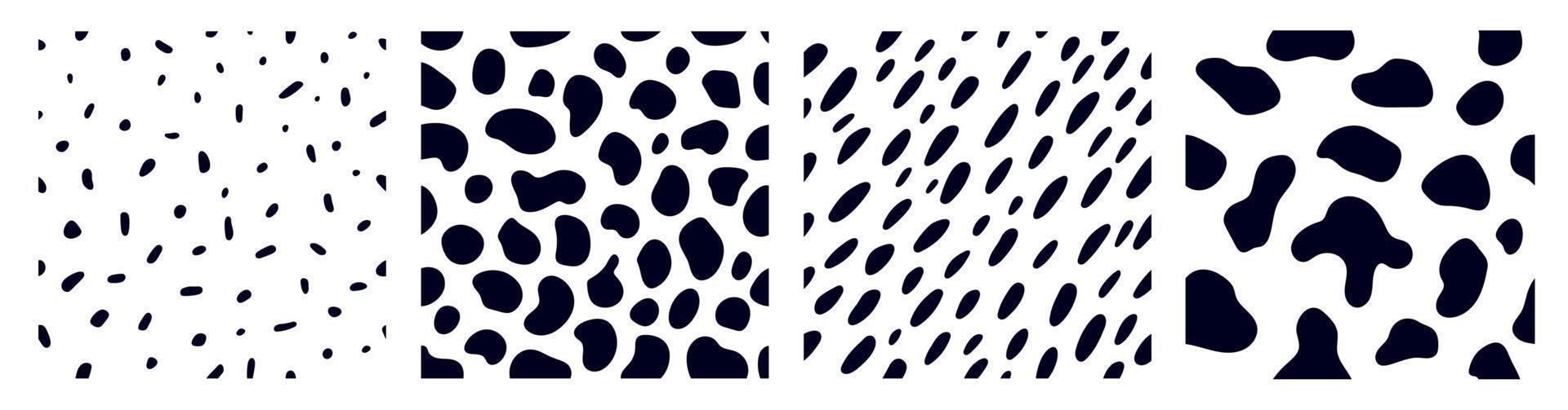 Set of animal pattern for textile design. Seamless pattern of dalmatian or cow spots. Natural textures. vector