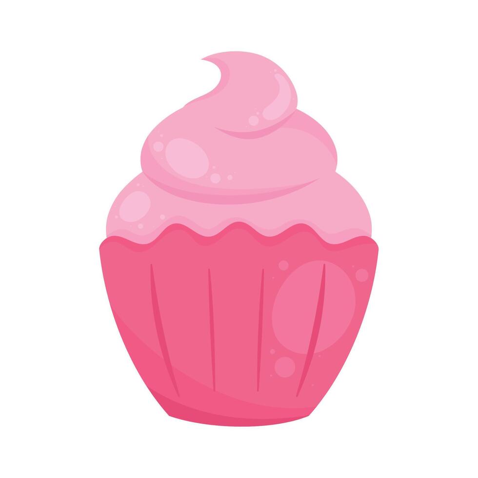 pink sweet cupcake vector