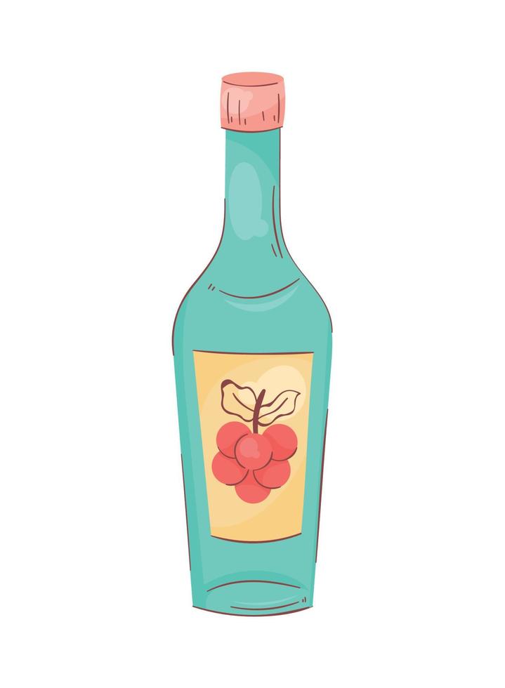 wine bottle with grapes vector