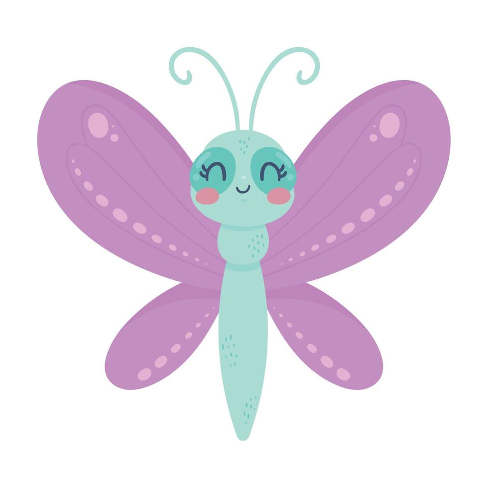 cute purple dragonfly animal vector