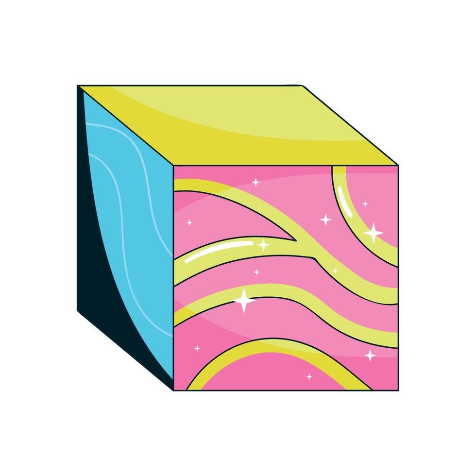 cubo estilo psicodélico vector