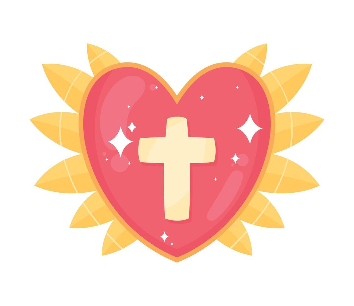 heart love with cross vector