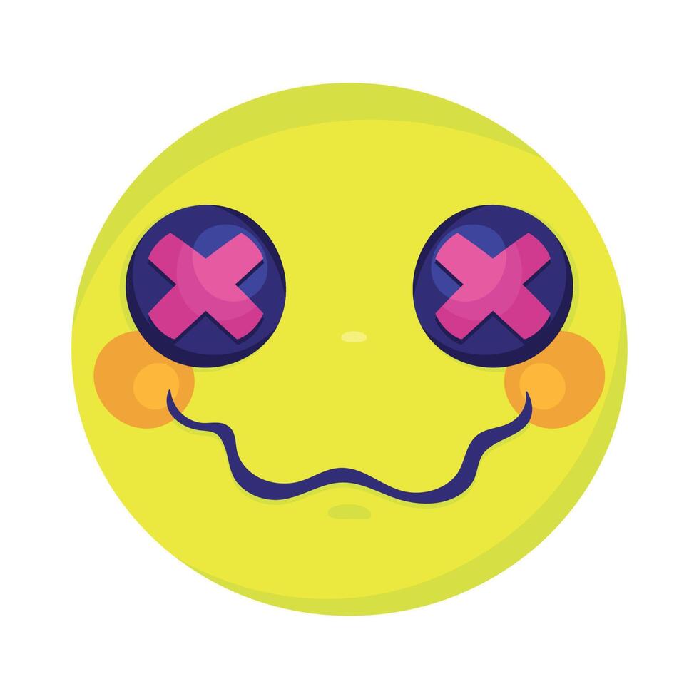 Emoticon cara estilo psicodélico vector