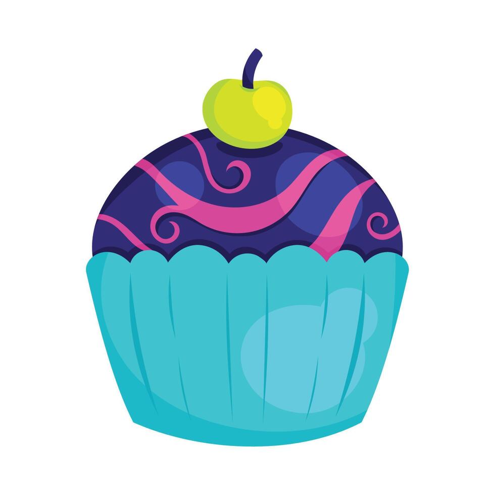 dulce cupcake estilo psicodélico vector