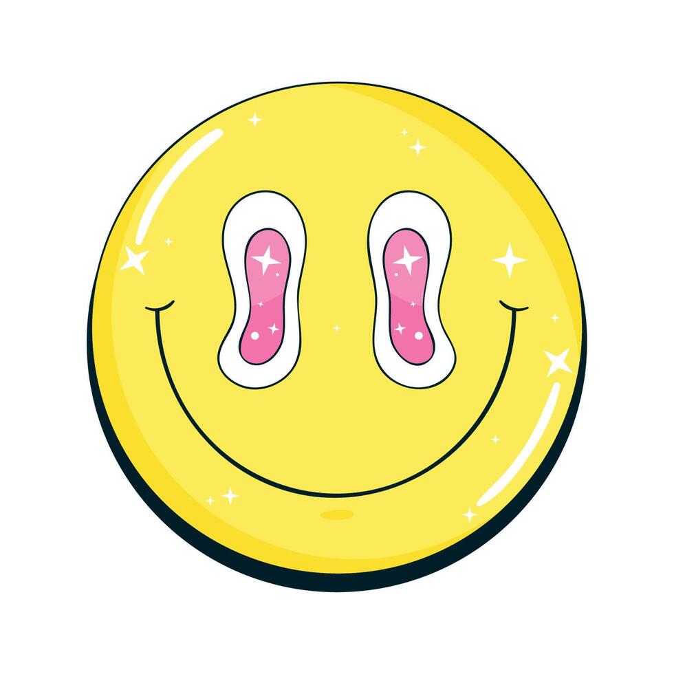 happy emoticon psychedelic style vector